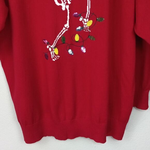 Torrid Womens Red Festive  Christmas Skeleton Sweater sz 3 ( L) - Picture 6 of 12